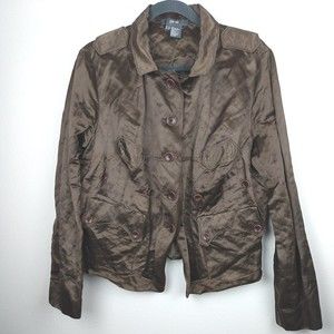Per Se Carlisle Metallic Brown Blazer Jacket Women’s Button front size 16